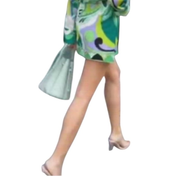 Zara Multi Green Patterned Women's A-Line Mini Skirt - Picture 7 of 9